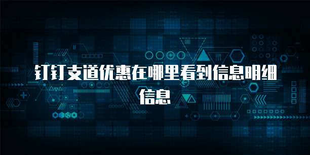 钉钉支道优惠在哪里看到信息明细信息