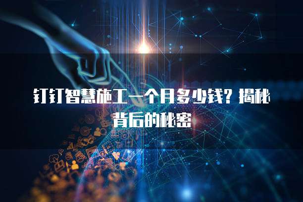 钉钉智慧施工一个月多少钱？揭秘背后的秘密