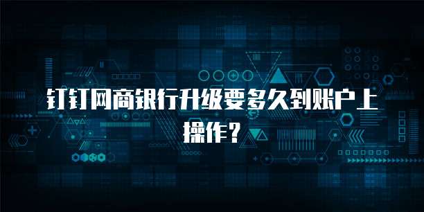 钉钉网商银行升级要多久到账户上操作？