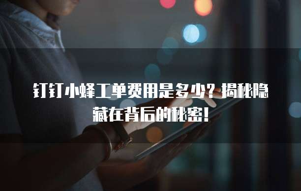 钉钉小蜂工单费用是多少？揭秘隐藏在背后的秘密！