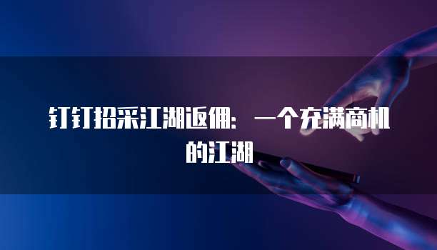 钉钉招采江湖返佣:一个充满商机的江湖