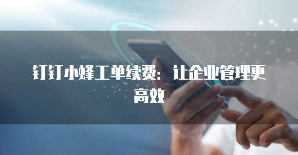 钉钉小蜂工单续费：让企业管理更高效