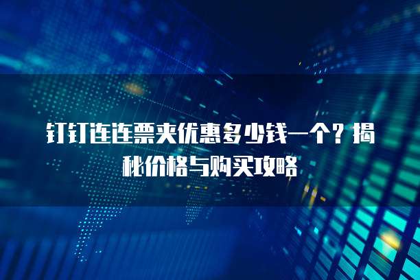 钉钉连连票夹优惠多少钱一个？揭秘价格与购买攻略