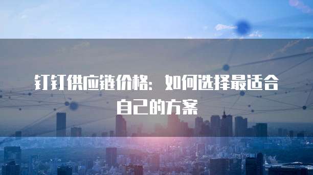 钉钉供应链价格：如何选择最适合自己的方案