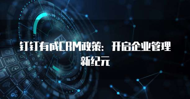 钉钉有成CRM政策：开启企业管理新纪元