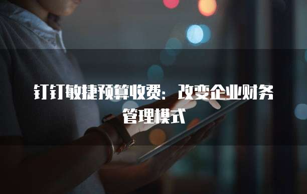 钉钉敏捷预算收费：改变企业财务管理模式