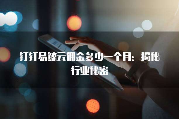 钉钉易鲸云佣金多少一个月:揭秘行业秘密