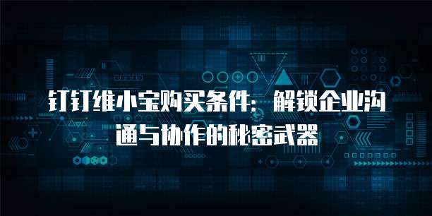钉钉维小宝购买条件：解锁企业沟通与协作的秘密武器