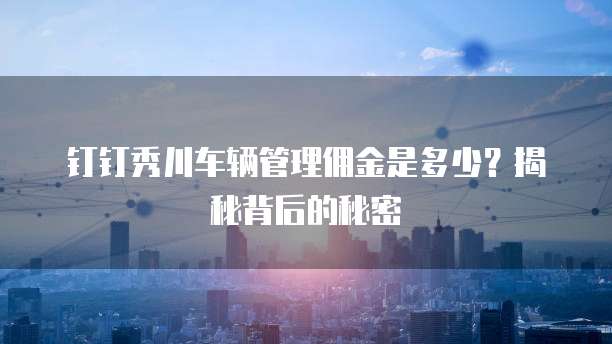 钉钉秀川车辆管理佣金是多少?揭秘背后的秘密