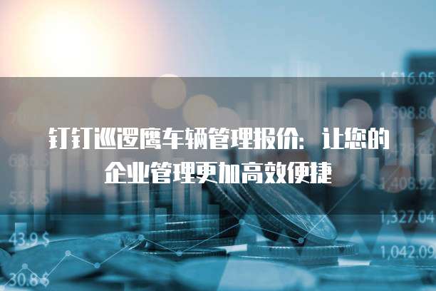 钉钉巡逻鹰车辆管理报价:让您的企业管理更加高效便捷