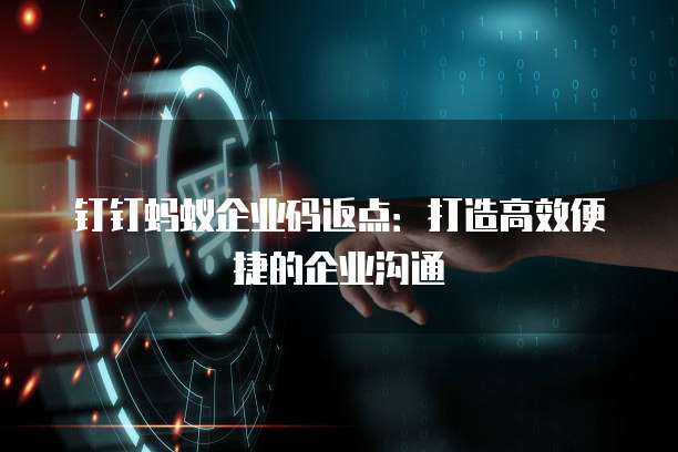 钉钉蚂蚁企业码返点：打造高效便捷的企业沟通