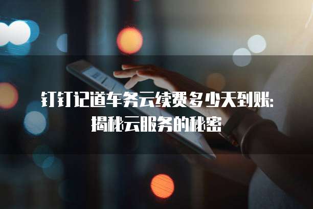 钉钉记道车务云续费多少天到账：揭秘云服务的秘密