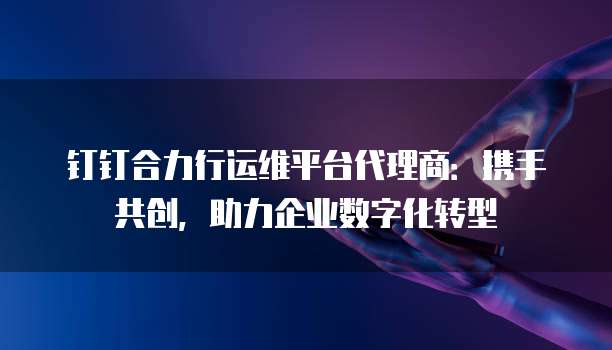钉钉合力行运维平台代理商：携手共创，助力企业数字化转型