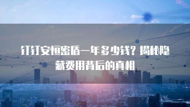 钉钉安恒密盾一年多少钱？揭秘隐藏费用背后的真相
