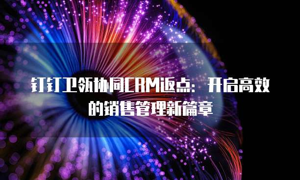 钉钉卫瓴协同CRM返点：开启高效的销售管理新篇章