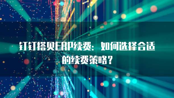 钉钉搭贝ERP续费：如何选择合适的续费策略？