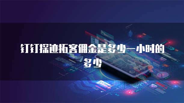 钉钉探迹拓客佣金是多少一小时的多少
