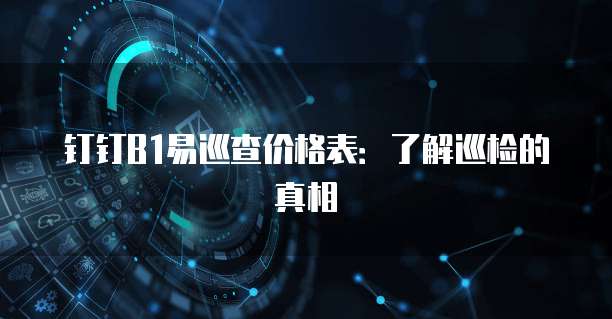 钉钉B1易巡查价格表:了解巡检的真相