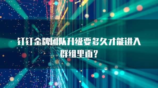 钉钉金牌团队升级要多久才能进入群组里面？