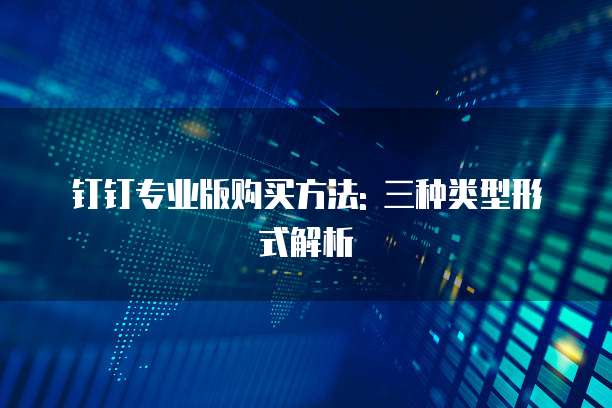 钉钉专业版购买方法: 三种类型形式解析