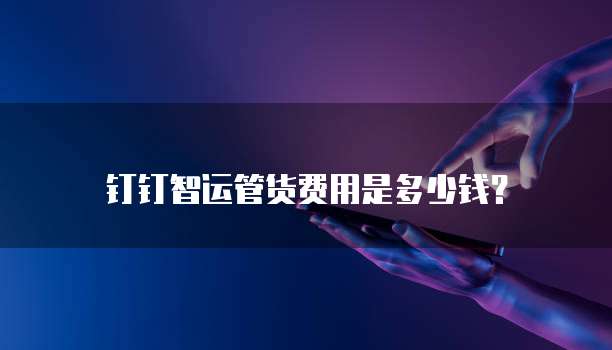 钉钉智运管货费用是多少钱?