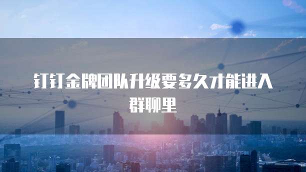 钉钉金牌团队升级要多久才能进入群聊里
