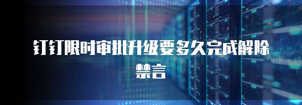 钉钉限时审批升级要多久完成解除禁言