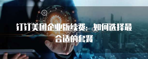 钉钉美团企业版续费:如何选择最合适的套餐