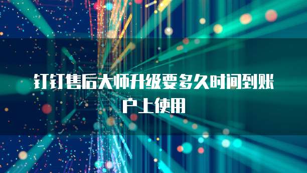钉钉售后大师升级要多久时间到账户上使用