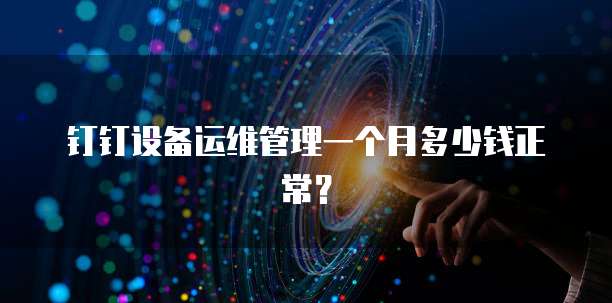 钉钉设备运维管理一个月多少钱正常?