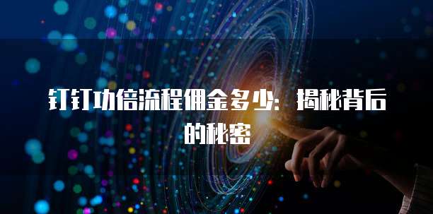 钉钉功倍流程佣金多少：揭秘背后的秘密