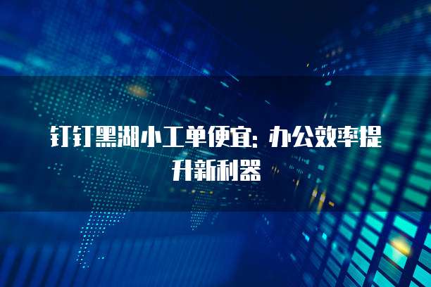 钉钉黑湖小工单便宜: 办公效率提升新利器