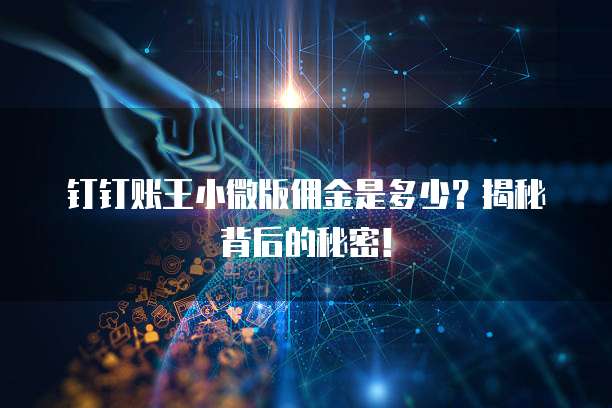 钉钉账王小微版佣金是多少?揭秘背后的秘密!
