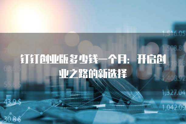 钉钉创业版多少钱一个月:开启创业之路的新选择
