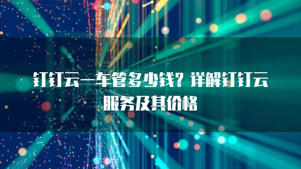 钉钉云一车管多少钱？详解钉钉云服务及其价格