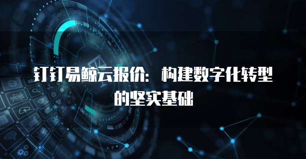 钉钉易鲸云报价:构建数字化转型的坚实基础