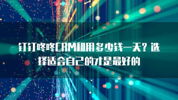 钉钉咚咚CRM租用多少钱一天?选择适合自己的才是最好的