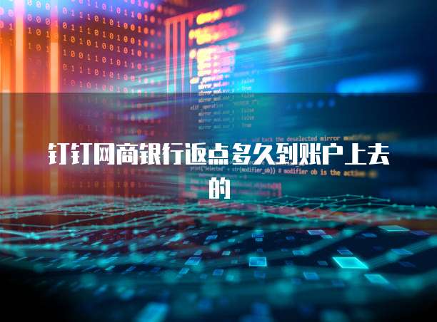 钉钉网商银行返点多久到账户上去的