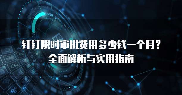 钉钉限时审批费用多少钱一个月?全面解析与实用指南