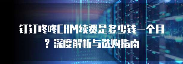 钉钉咚咚CRM续费是多少钱一个月?深度解析与选购指南