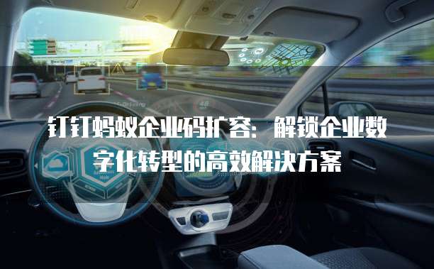 钉钉蚂蚁企业码扩容：解锁企业数字化转型的高效解决方案