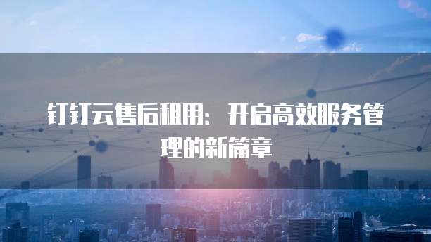 钉钉云售后租用:开启高效服务管理的新篇章