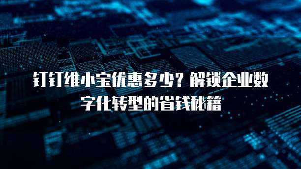 钉钉维小宝优惠多少?解锁企业数字化转型的省钱秘籍