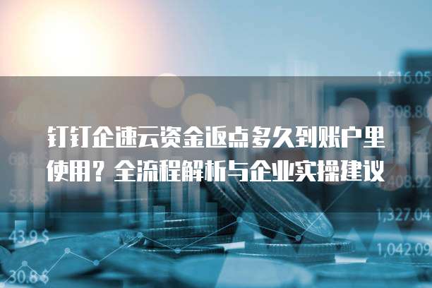 钉钉企速云资金返点多久到账户里使用?全流程解析与企业实操建议