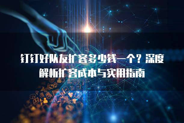 钉钉好队友扩容多少钱一个？深度解析扩容成本与实用指南