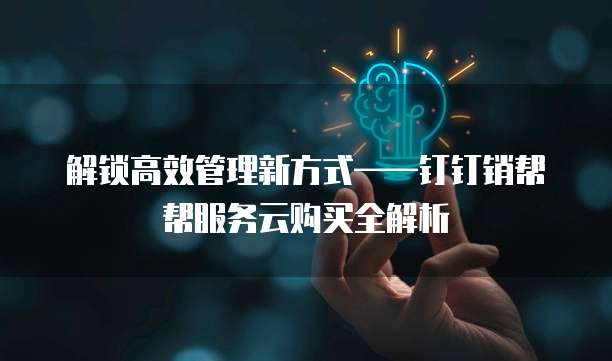 解锁高效管理新方式&mdash;&mdash;钉钉销帮帮服务云购买全解析