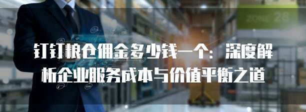 钉钉粮仓佣金多少钱一个:深度解析企业服务成本与价值平衡之道