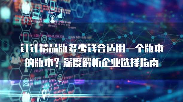 钉钉精品版多少钱合适用一个版本的版本?深度解析企业选择指南