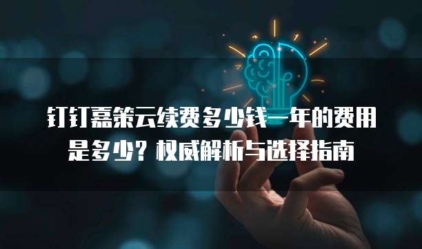 钉钉嘉策云续费多少钱一年的费用是多少？权威解析与选择指南