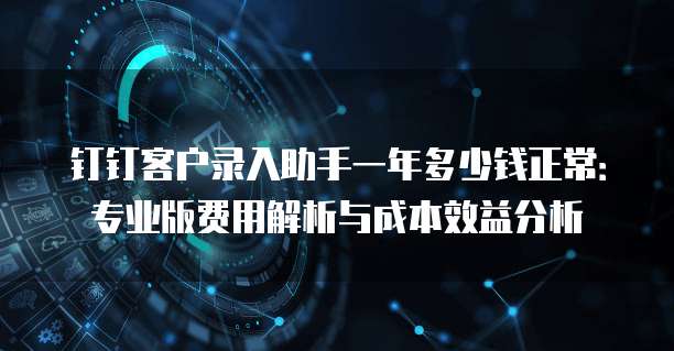 钉钉客户录入助手一年多少钱正常：专业版费用解析与成本效益分析